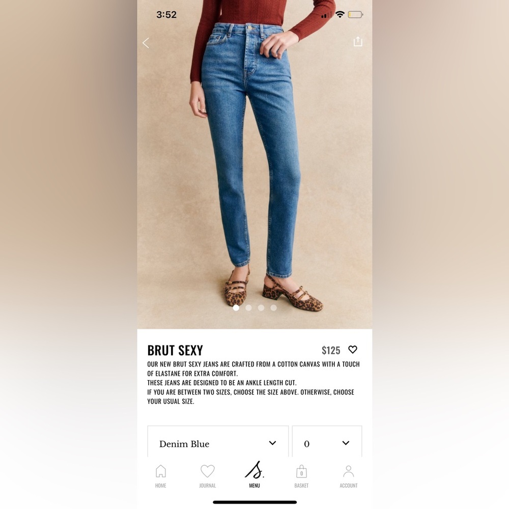 Sezane Brut Sexy high rise jeans, medium wash, size 8 US/40FR